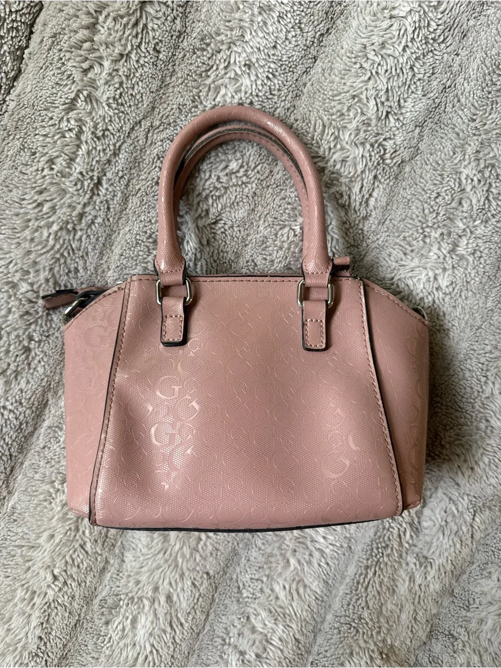 Guess Pink Monogram Mini Satchel Crossbody